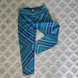 Prana Blue and Green Geometric Leggings